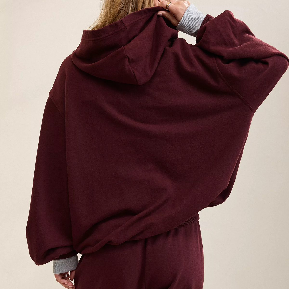 Lightweight Drapey Fleece Oversized Hooded Sweatshirt