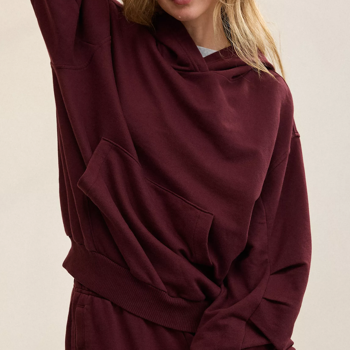Lightweight Drapey Fleece Oversized Hooded Sweatshirt