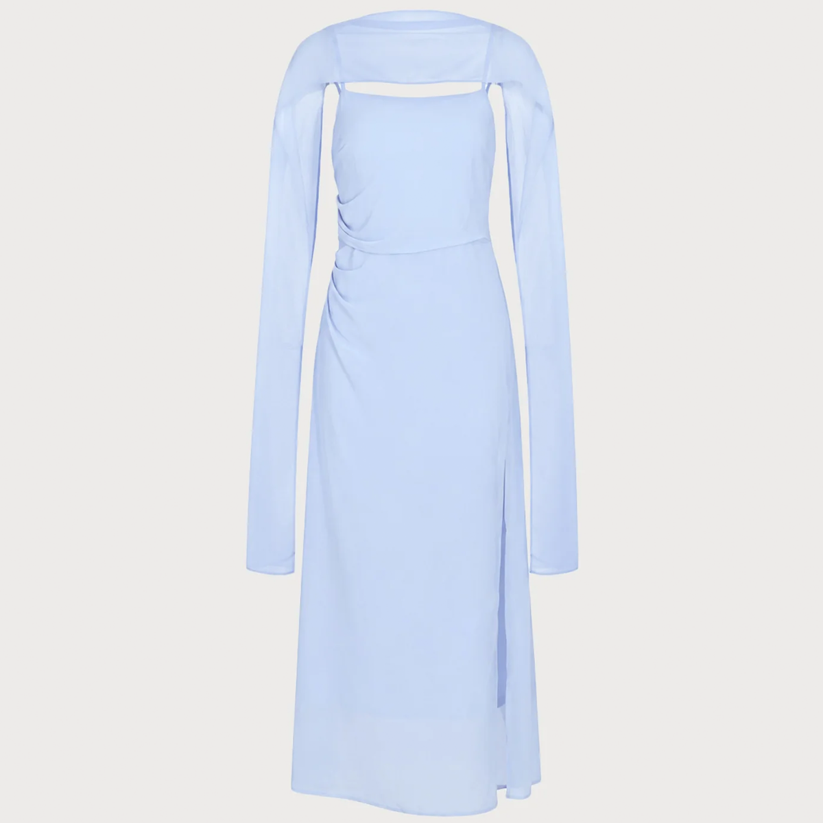 Cowl Neck Strap Chiffon Split Maxi Dress